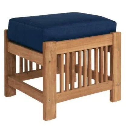 Summer Teak Outdoor Ottoman Sunbrella Cushions-Outdoor Ottomans-HiTeak-Navy-LOOMLAN