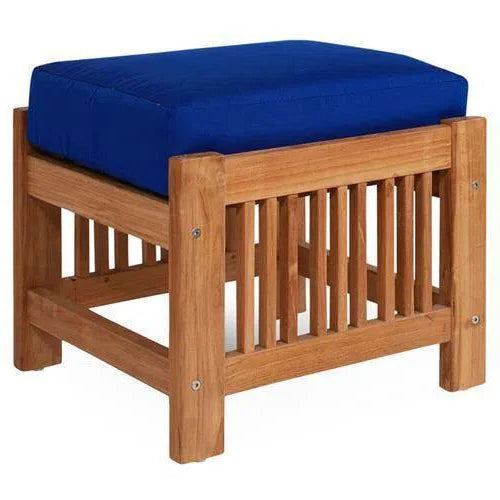 Summer Teak Outdoor Ottoman Sunbrella Cushions-Outdoor Ottomans-HiTeak-True Blue-LOOMLAN