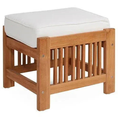 Summer Teak Outdoor Ottoman Sunbrella Cushions-Outdoor Ottomans-HiTeak-White-LOOMLAN
