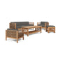 Summer Teak Patio Deep Sofa Set with Subrella 5PC - LOOMLAN - HiTeak - Outdoor Sofas & Loveseats
