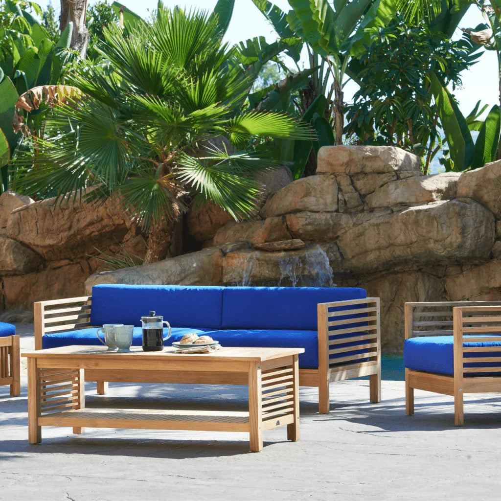 Summer Teak Patio Deep Sofa Set with Subrella 5PC - LOOMLAN - HiTeak - Outdoor Sofas & Loveseats