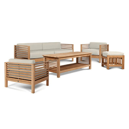 Summer Teak Patio Deep Sofa Set with Subrella 5PC - LOOMLAN - HiTeak - Outdoor Sofas & Loveseats