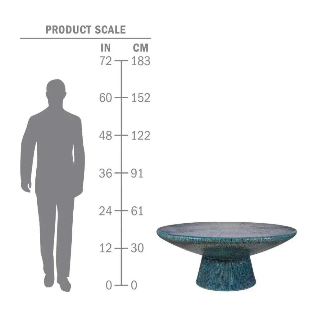 Sunburst Black Ceramic Outdoor Coffee Table-Outdoor Coffee Tables-Seasonal Living-LOOMLAN