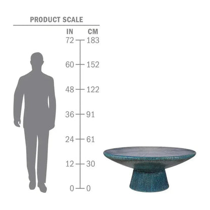 Sunburst Black Ceramic Outdoor Coffee Table-Outdoor Coffee Tables-Seasonal Living-LOOMLAN