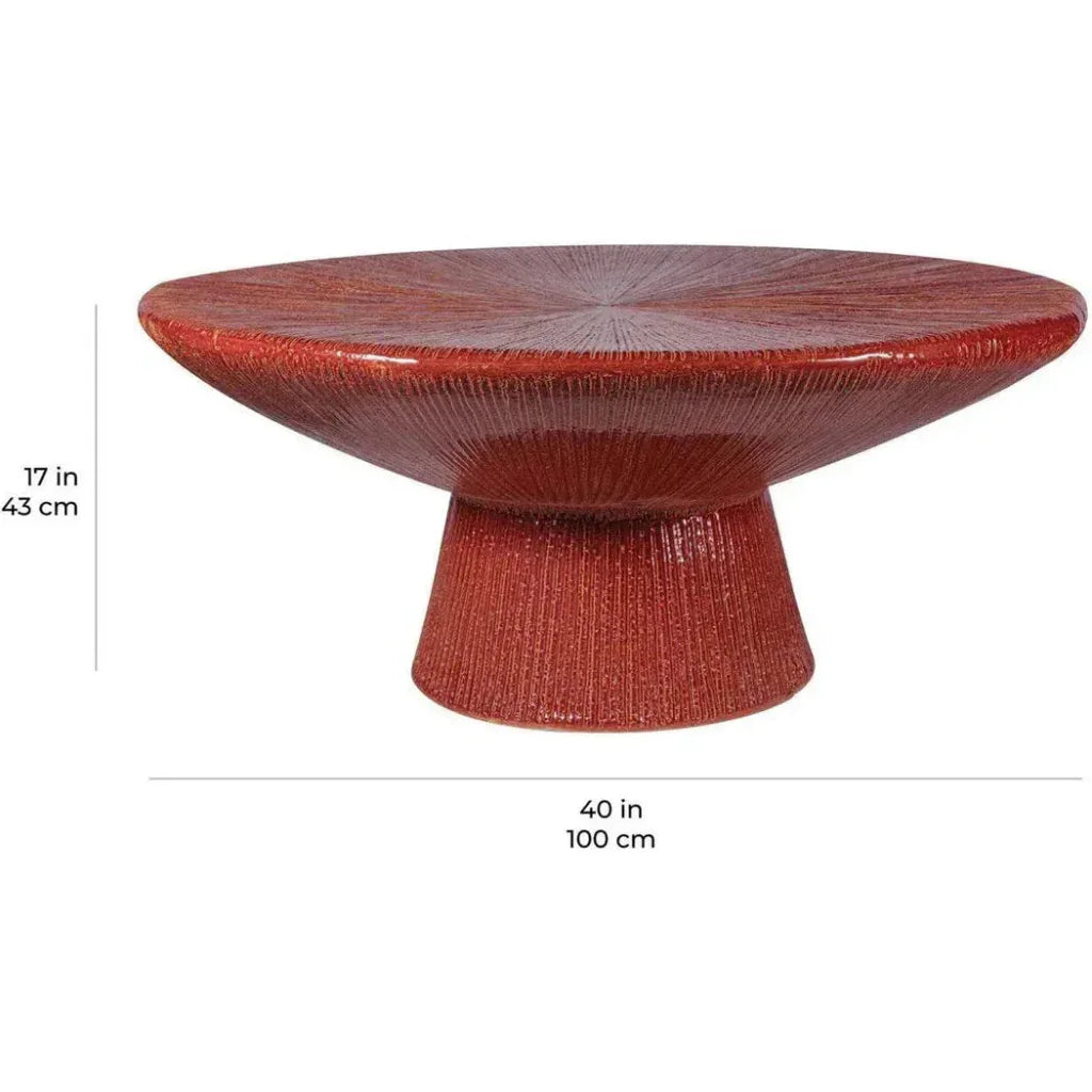 Sunburst Black Ceramic Outdoor Coffee Table-Outdoor Coffee Tables-Seasonal Living-LOOMLAN