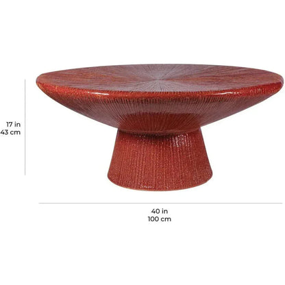 Sunburst Black Ceramic Outdoor Coffee Table-Outdoor Coffee Tables-Seasonal Living-LOOMLAN