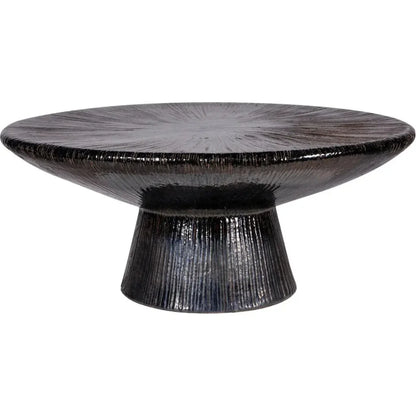 Sunburst Black Ceramic Outdoor Coffee Table-Outdoor Coffee Tables-Seasonal Living-LOOMLAN