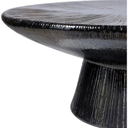 Sunburst Black Ceramic Outdoor Coffee Table-Outdoor Coffee Tables-Seasonal Living-LOOMLAN