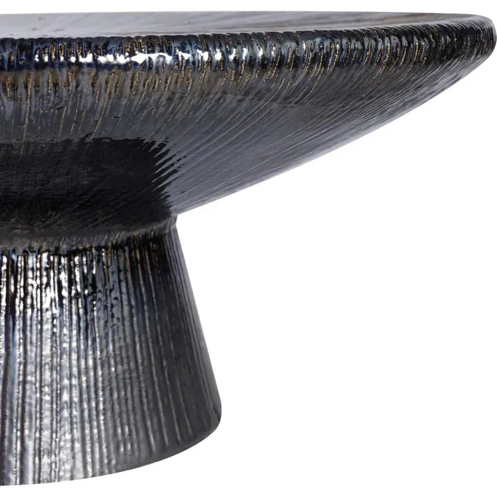 Sunburst Black Ceramic Outdoor Coffee Table-Outdoor Coffee Tables-Seasonal Living-LOOMLAN