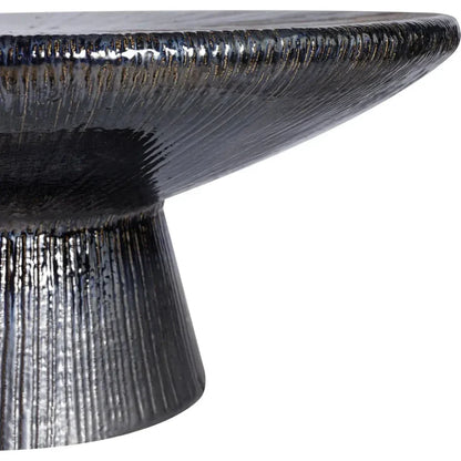 Sunburst Black Ceramic Outdoor Coffee Table-Outdoor Coffee Tables-Seasonal Living-LOOMLAN