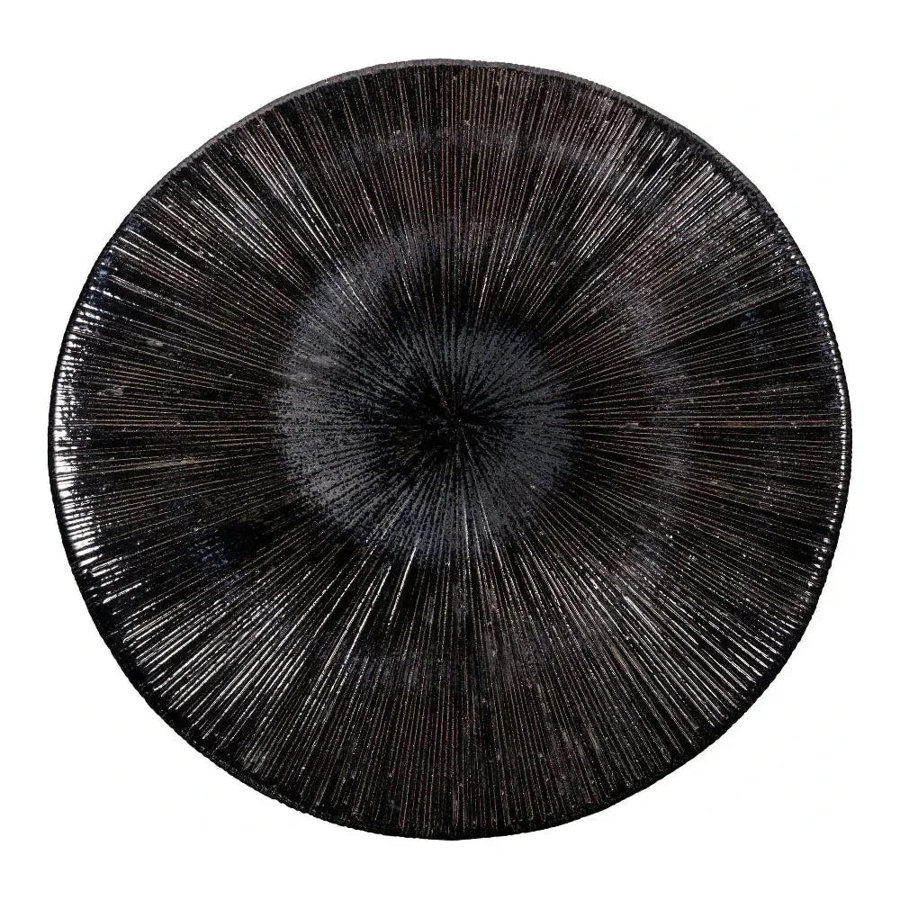 Sunburst Black Ceramic Outdoor Coffee Table-Outdoor Coffee Tables-Seasonal Living-LOOMLAN