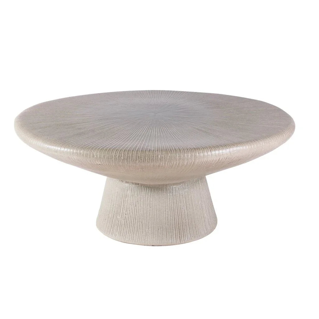 Sunburst Ceramic Patio Coffee Table-Outdoor Coffee Tables-Seasonal Living-Olive Semi-Gloss-LOOMLAN