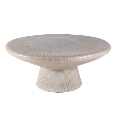 Sunburst Ceramic Patio Coffee Table-Outdoor Coffee Tables-Seasonal Living-Olive Semi-Gloss-LOOMLAN