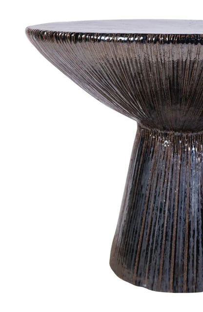 Sunburst Ceramic Round Patio Accent Table - LOOMLAN - Seasonal Living - Outdoor Side Tables