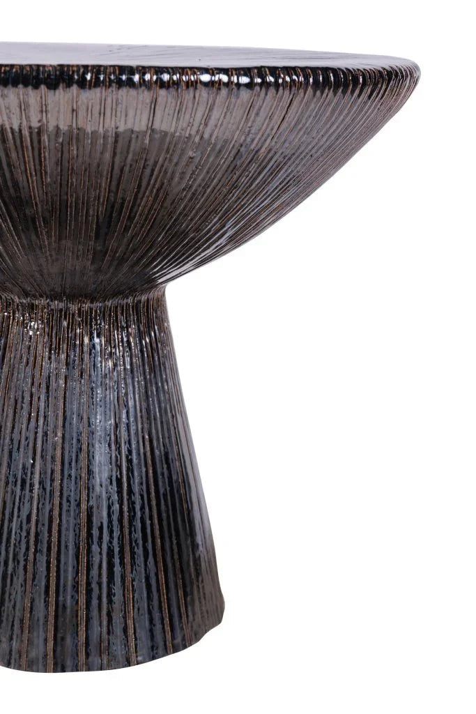 Sunburst Ceramic Round Patio Accent Table - LOOMLAN - Seasonal Living - Outdoor Side Tables