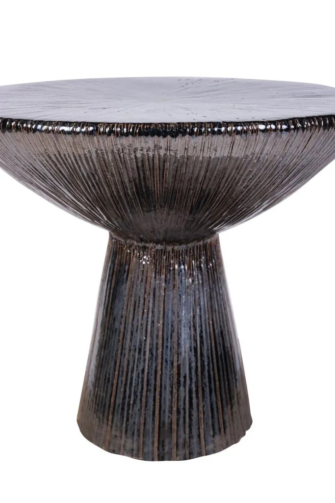 Sunburst Ceramic Round Patio Accent Table - LOOMLAN - Seasonal Living - Outdoor Side Tables