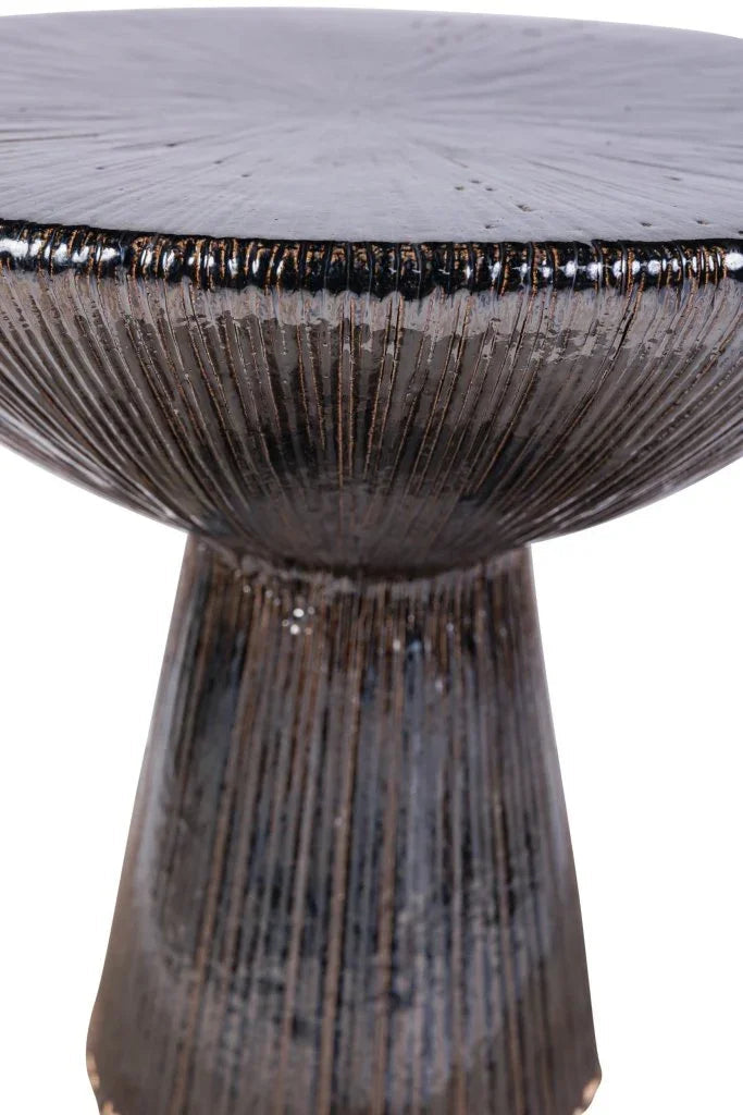 Sunburst Ceramic Round Patio Accent Table - LOOMLAN - Seasonal Living - Outdoor Side Tables