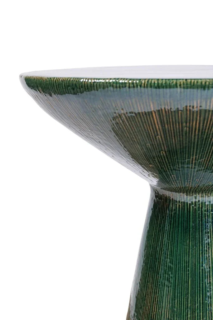 Sunburst Ceramic Round Patio Accent Table - LOOMLAN - Seasonal Living - Outdoor Side Tables