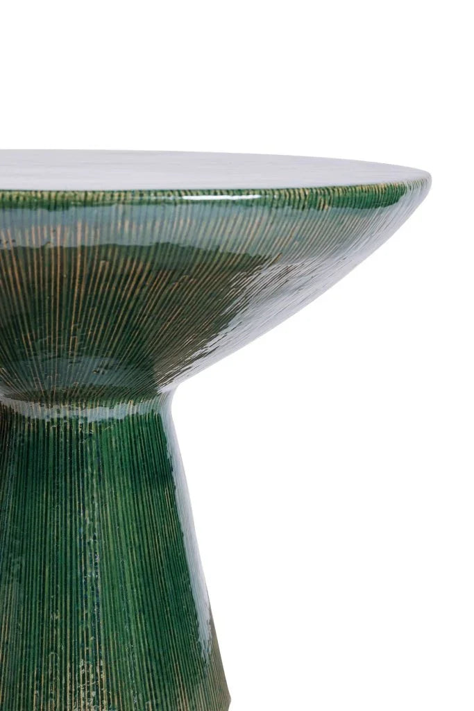 Sunburst Ceramic Round Patio Accent Table - LOOMLAN - Seasonal Living - Outdoor Side Tables