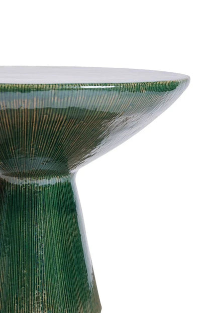 Sunburst Ceramic Round Patio Accent Table - LOOMLAN - Seasonal Living - Outdoor Side Tables