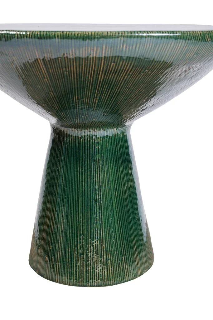 Sunburst Ceramic Round Patio Accent Table - LOOMLAN - Seasonal Living - Outdoor Side Tables