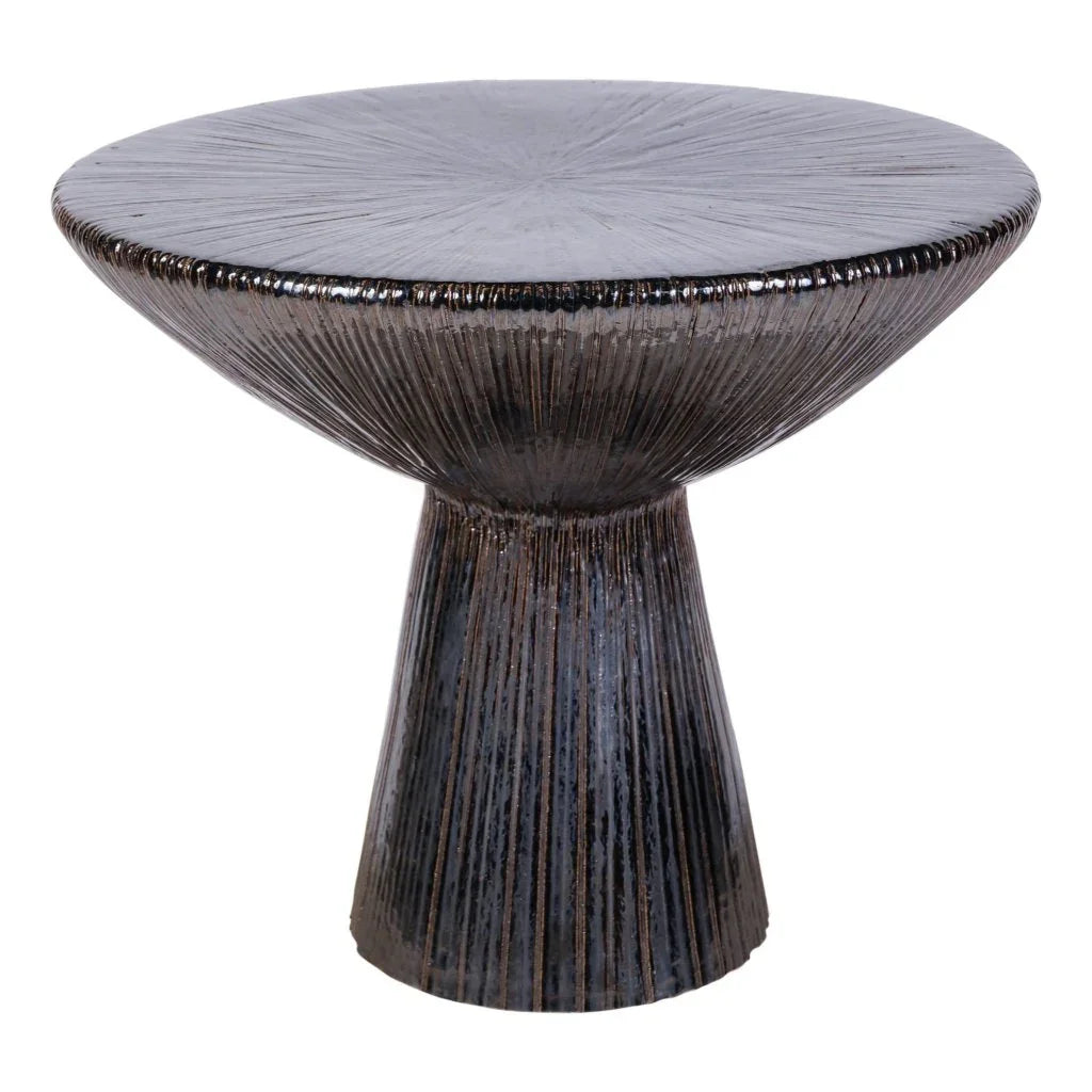 Sunburst Ceramic Round Patio Accent Table - LOOMLAN - Seasonal Living - Outdoor Side Tables