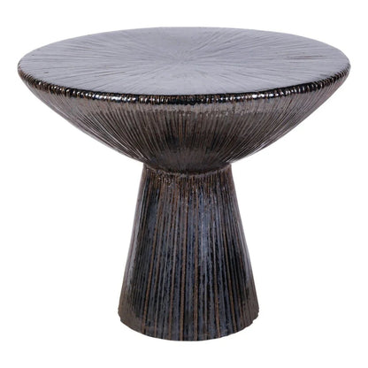 Sunburst Ceramic Round Patio Accent Table - LOOMLAN - Seasonal Living - Outdoor Side Tables