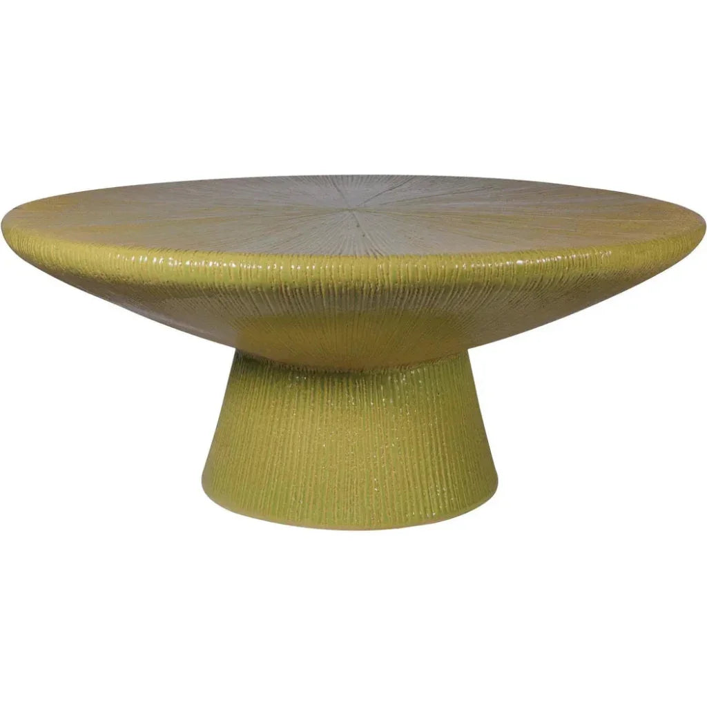 Sunburst Green Ceramic Outdoor Coffee Table-Outdoor Coffee Tables-Seasonal Living-LOOMLAN