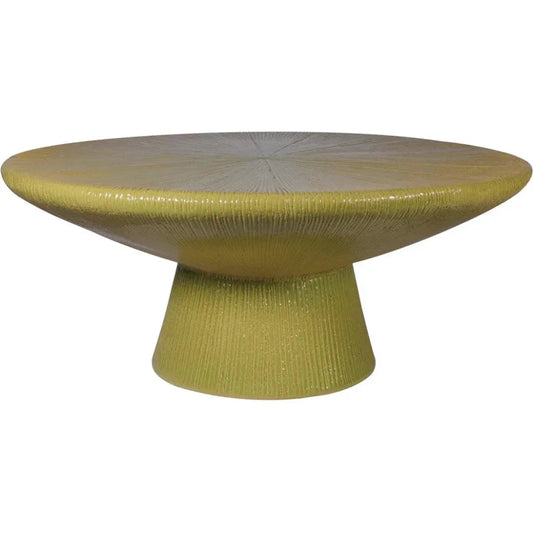 Sunburst Green Ceramic Outdoor Coffee Table-Outdoor Coffee Tables-Seasonal Living-LOOMLAN