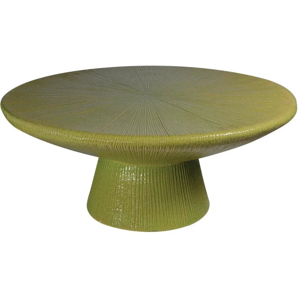 Sunburst Green Ceramic Outdoor Coffee Table-Outdoor Coffee Tables-Seasonal Living-LOOMLAN