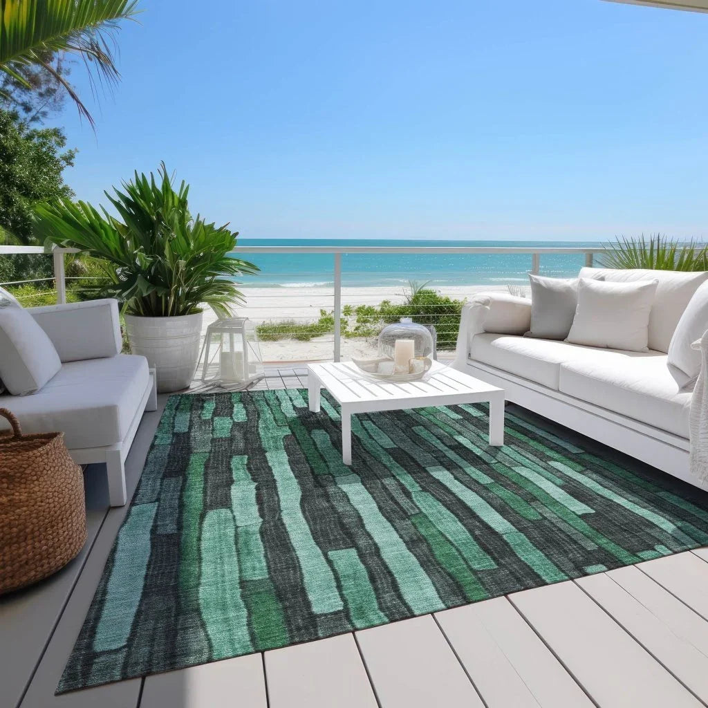 Sundal Green Washable Indoor - Outdoor Rug - LOOMLAN - LOOMLAN Rugs - Outdoor Rugs