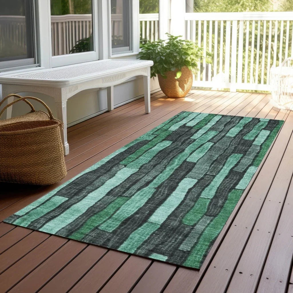 Sundal Green Washable Indoor - Outdoor Rug - LOOMLAN - LOOMLAN Rugs - Outdoor Rugs