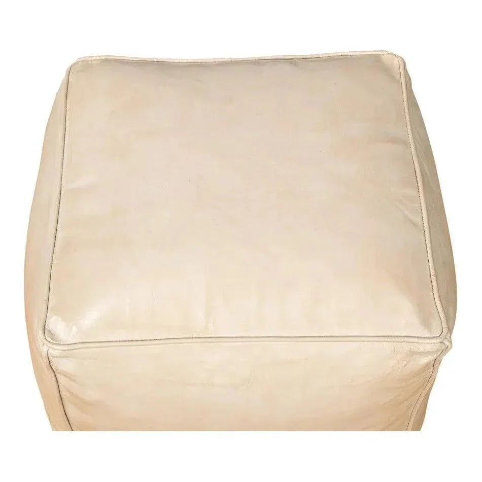 Sunday Afternoon Leather Beige Cube - LOOMLAN - Sarreid - Poufs and Stools