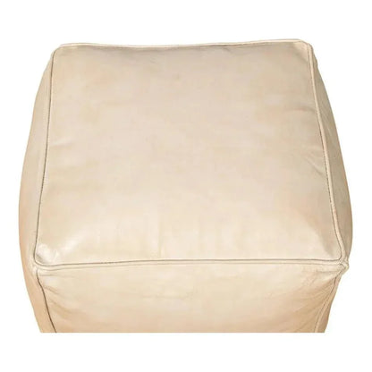 Sunday Afternoon Leather Beige Cube - LOOMLAN - Sarreid - Poufs and Stools