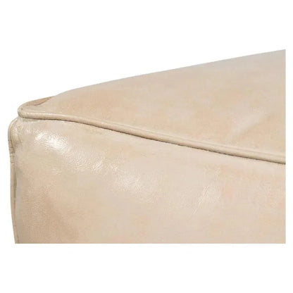Sunday Afternoon Leather Beige Cube - LOOMLAN - Sarreid - Poufs and Stools