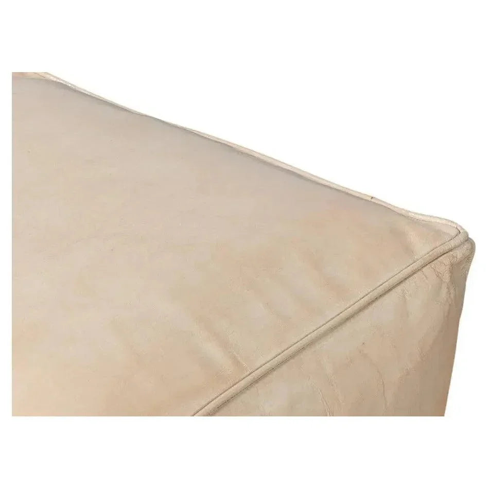 Sunday Afternoon Leather Beige Cube - LOOMLAN - Sarreid - Poufs and Stools