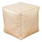 Sunday Afternoon Leather Beige Cube - LOOMLAN - Sarreid - Poufs and Stools