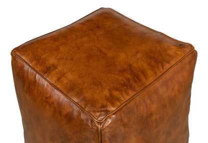 Sunday Afternoon Leather Cube - LOOMLAN - Sarreid - Poufs and Stools