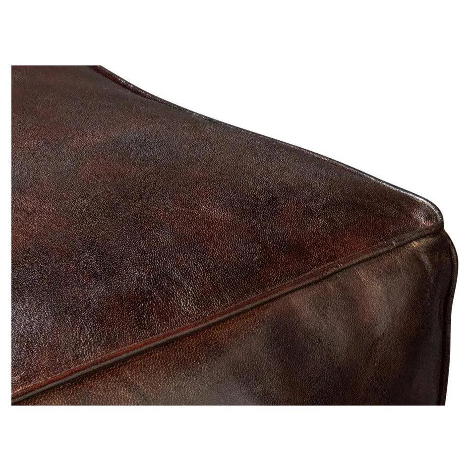 Sunday Afternoon Leather Dark Brown Cube - LOOMLAN - Sarreid - Poufs and Stools