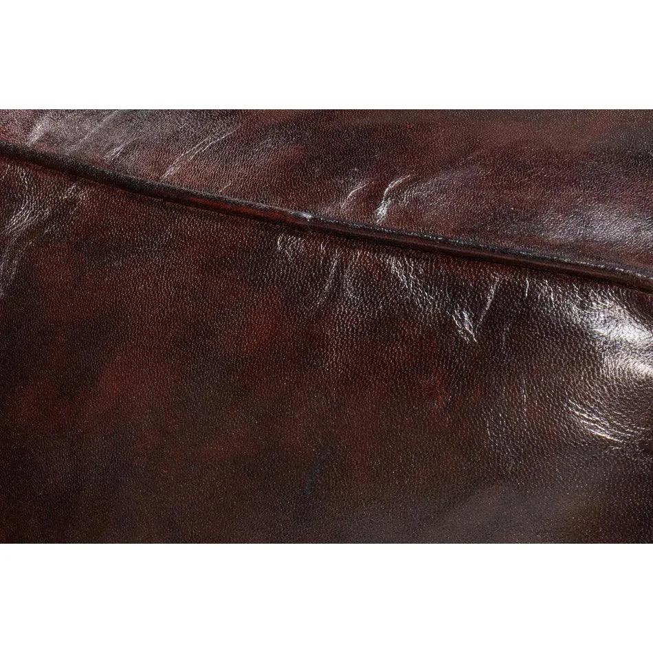 Sunday Afternoon Leather Dark Brown Cube - LOOMLAN - Sarreid - Poufs and Stools