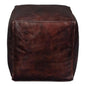 Sunday Afternoon Leather Dark Brown Cube - LOOMLAN - Sarreid - Poufs and Stools