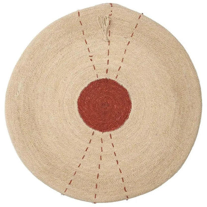 Sundial Seagrass Round Wall Art Rust-Framed Wall Art-Jamie Young-Rust-LOOMLAN