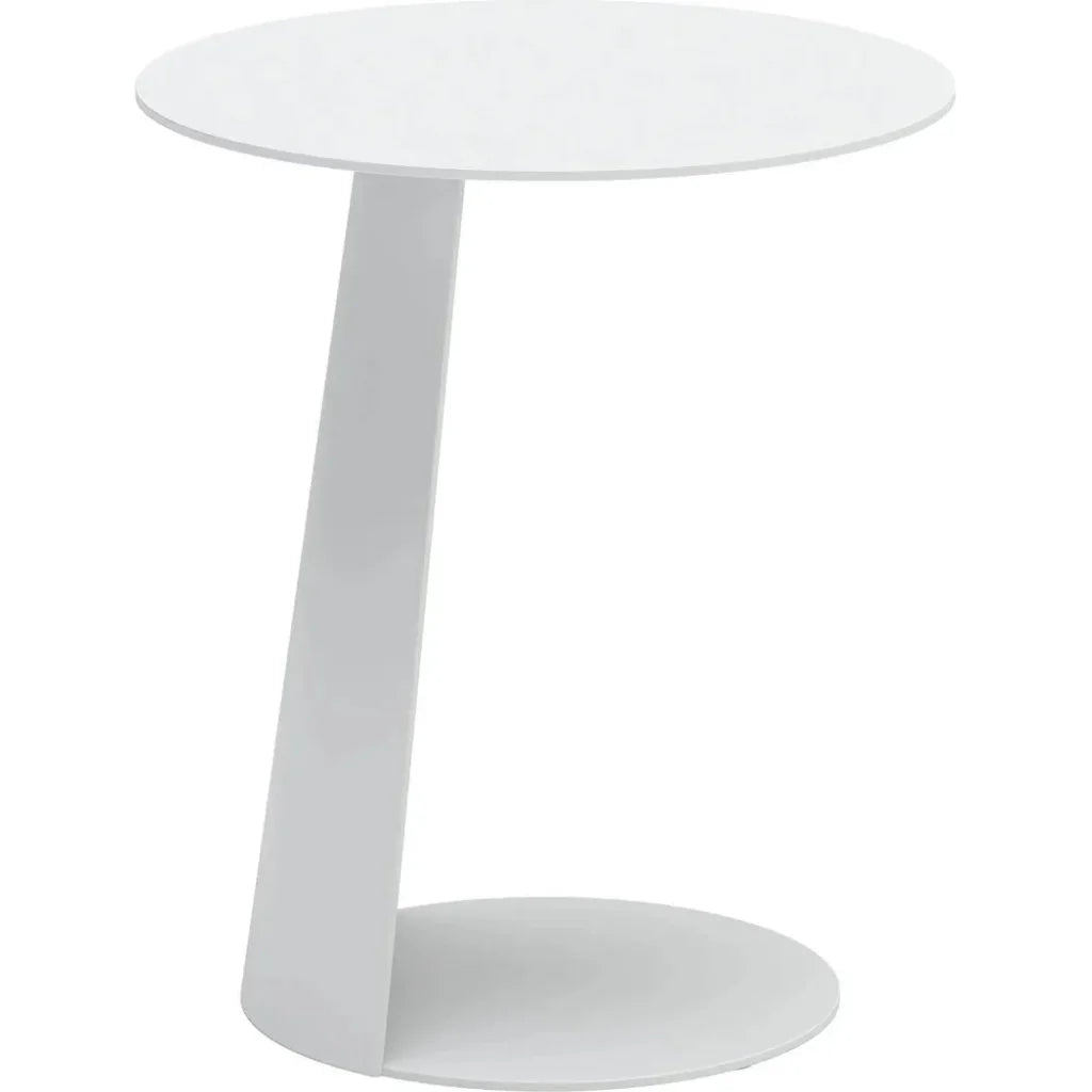 Sunny Isles Aluminum White Round Side Table - LOOMLAN - Zuo Modern - Outdoor Side Tables