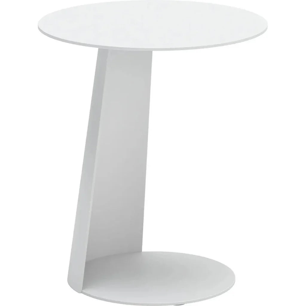 Sunny Isles Aluminum White Round Side Table - LOOMLAN - Zuo Modern - Outdoor Side Tables