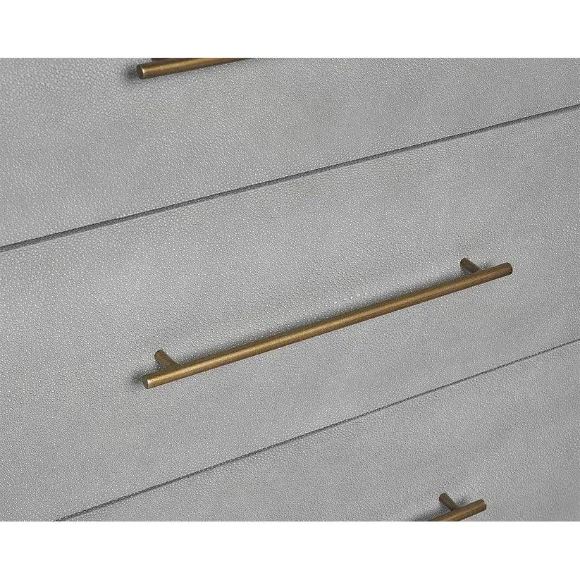 Sunpan Venice Dresser Grey Shagreen Brass Accents - LOOMLAN - SUNPAN - Dressers