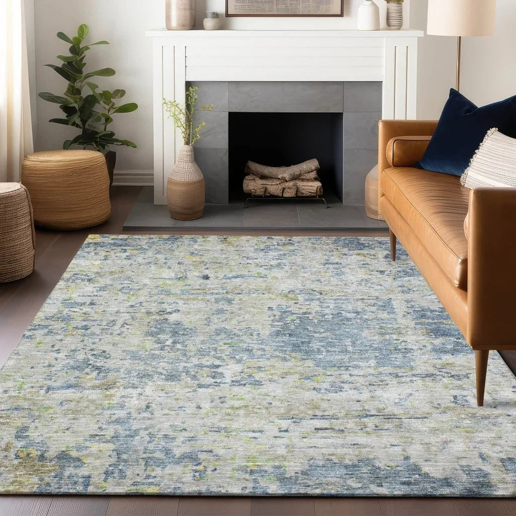 Suri Blue Washable Indoor-Outdoor Rug-Outdoor Rugs-LOOMLAN Rugs-LOOMLAN