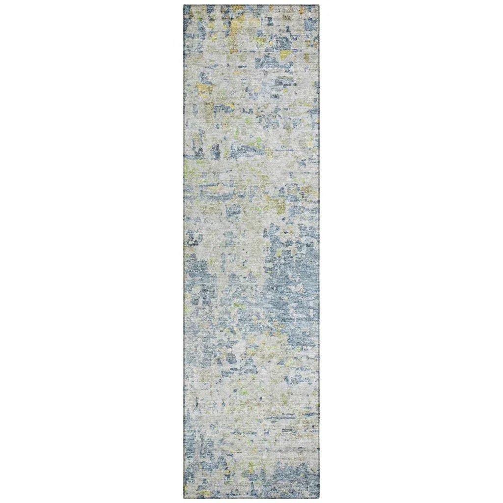Suri Blue Washable Indoor-Outdoor Rug-Outdoor Rugs-LOOMLAN Rugs-2'3" x 7'6"-LOOMLAN