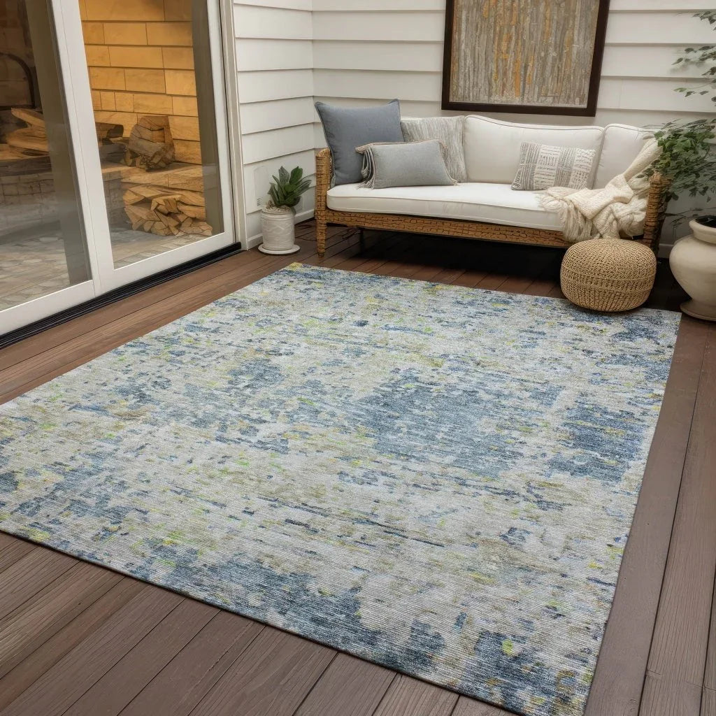 Suri Blue Washable Indoor-Outdoor Rug-Outdoor Rugs-LOOMLAN Rugs-LOOMLAN