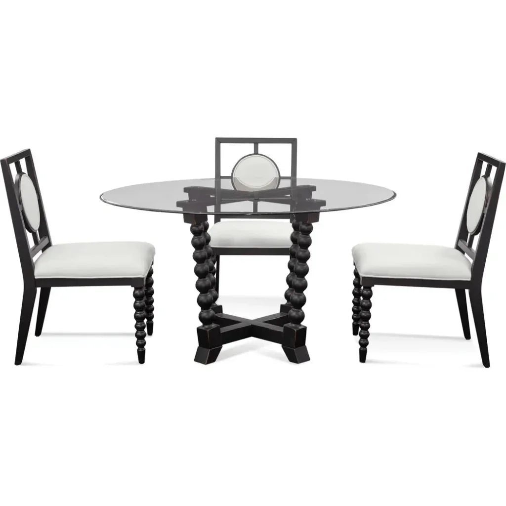 Susanna Wood & Glass Black Round Dining Table-Dining Tables-Bassett Mirror-LOOMLAN