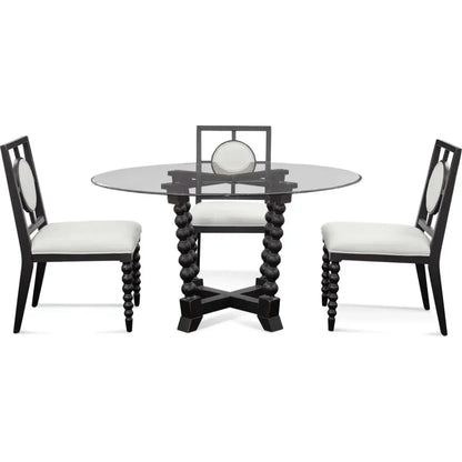 Susanna Wood & Glass Black Round Dining Table-Dining Tables-Bassett Mirror-LOOMLAN